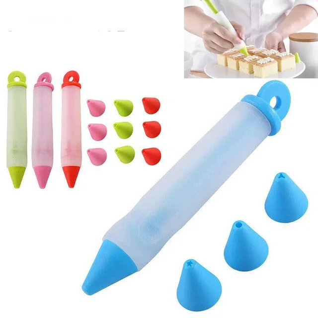 Silicone Food Writing Pen Decorating Pen with 4 Patterns of Icing Piping Pen Tips Cookie Cream Pastry Decorating Pens for Baking Silicone Food Writing Pen Decorating Pen with 4 Patterns of Icing Piping Pen Tips Cookie Cream Pastry Decorating Pens for Baking
