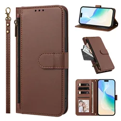 Luxury Zipper Coin Wallet Flip Leather Phone Case for Motorola Edge (2026) (Brown)