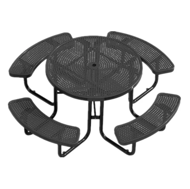 

outdoor park modern circular expanded steel dining table and chair patio large luxury camping metal mesh round picnic table