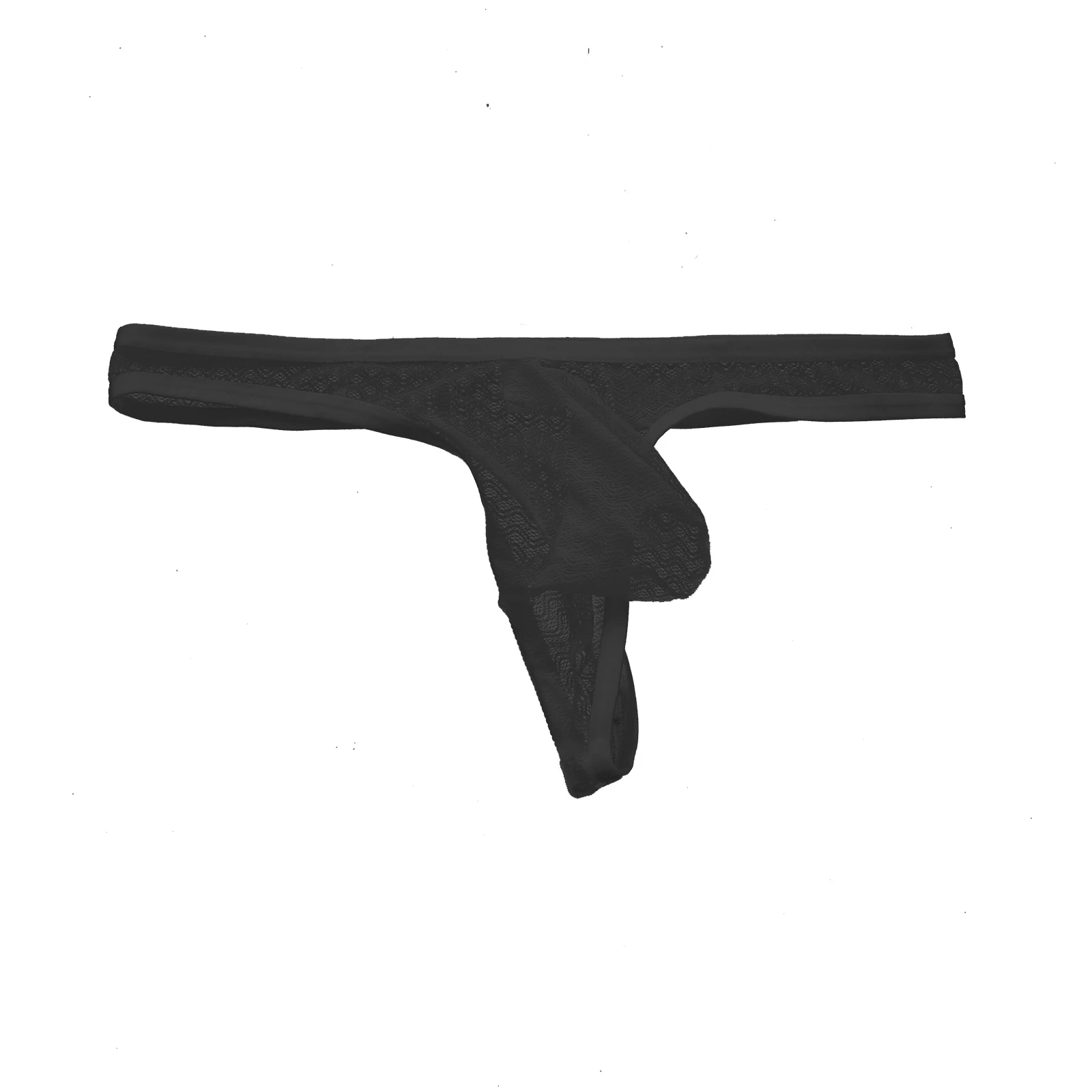 Mesh Panties Men's Underwear Thong Sexy Transparent Lace Underpants Erotic Lingerie G-String U Convex Pouch Underpants