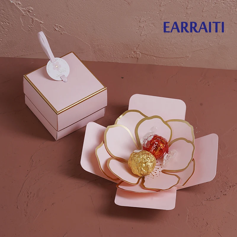 

5pcs New Wedding Chocolate Candy Gift Box Baby Shower Birthday Party Favours 3D Sakura Boxes Packaging Paper Bags Cardboard