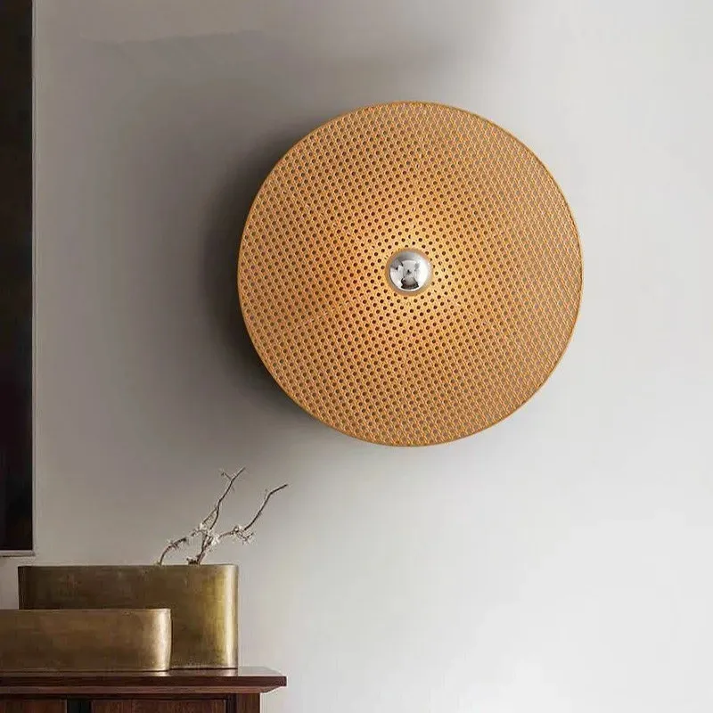 Tan Wall light Retro Japanese bamboo Wall lamp for Living Room Background bedroom Corridor handmade rattan Wall lamp 3