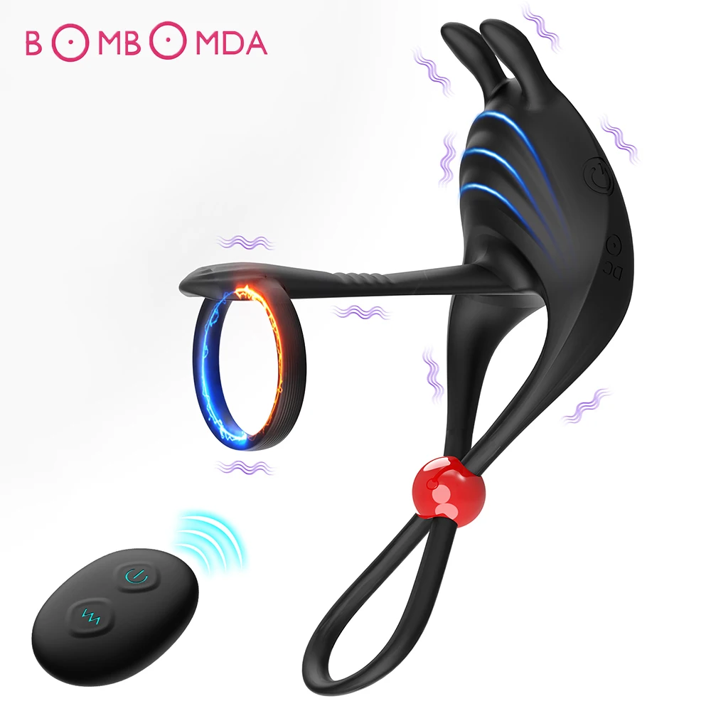 Ring Delay Ejaculation Wireless Remote Control Stimulator Massager Vibrator Sex Toys for Men Couple_voghion.com