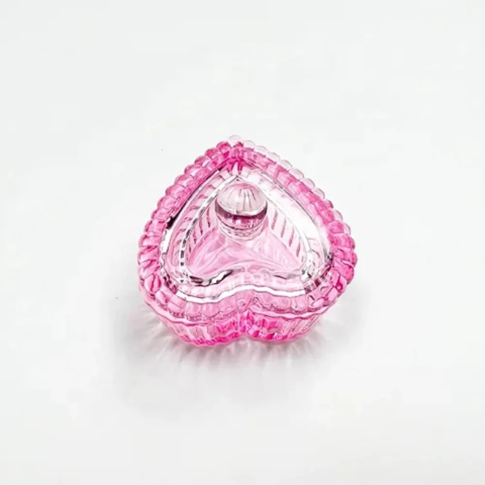 1pcs Pink Crystal Glass Dappen Dish Acrylic Powder Liquid Holder Container Heart Shape Nail Lid Cup Bowl Manicure Accessories 3