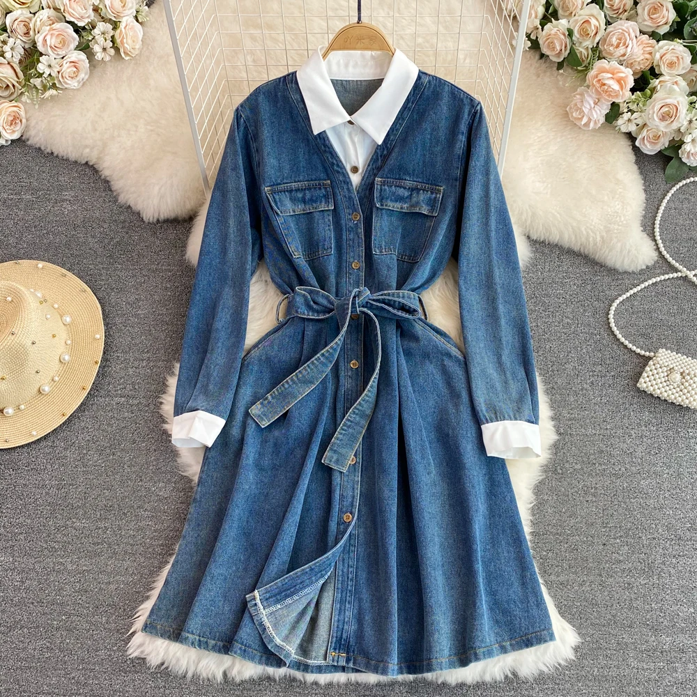 Buy Women's Denim Dress Casual Long Sleeve Button Down Tunic T-Shirts  Blouse Top Dress Online at desertcartINDIA