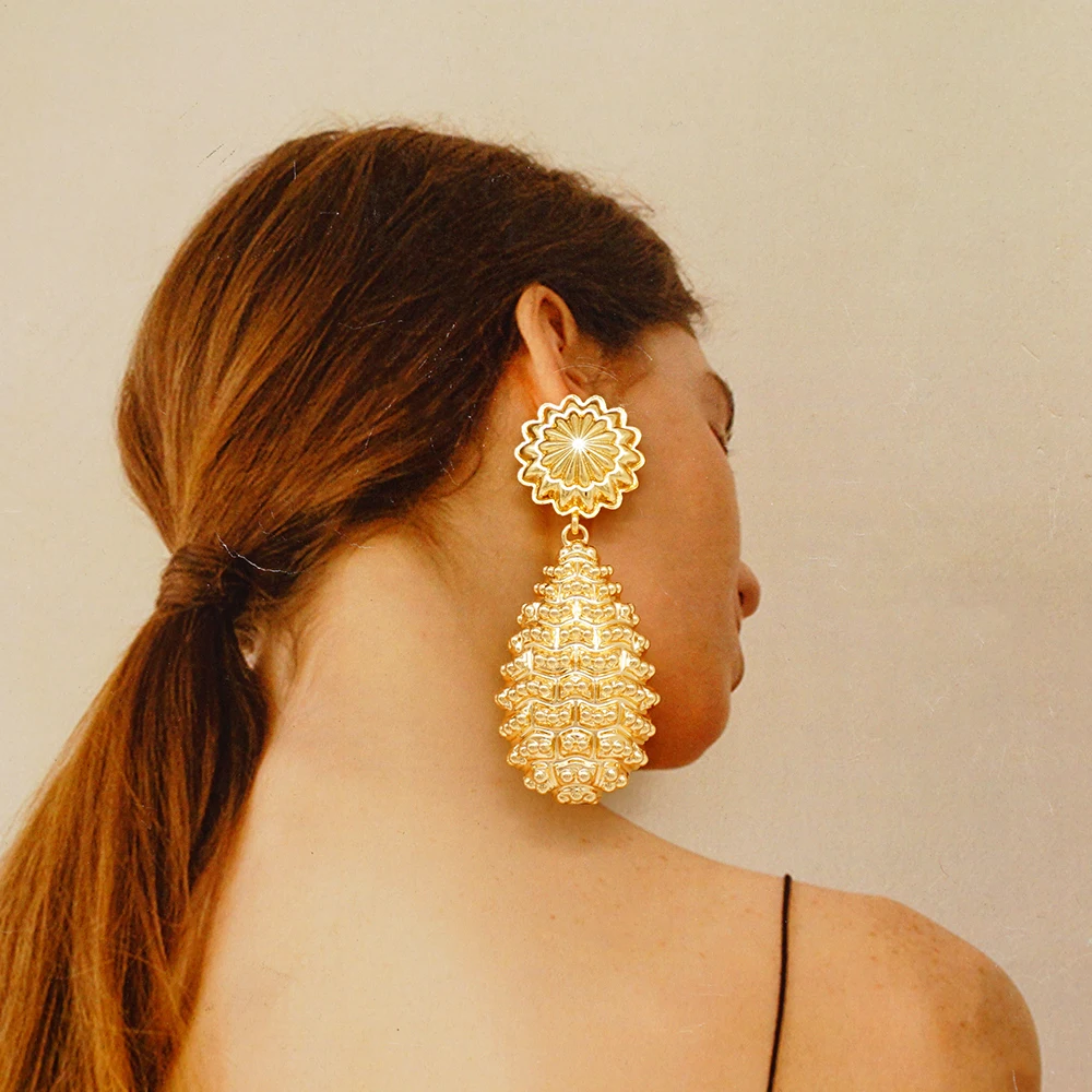 Orecchini grandi color oro alla moda Orecchini bohémien Orecchini geometrici irregolari Orecchini pendenti a goccia africani Regalo di nozze da indossare ogni giorno