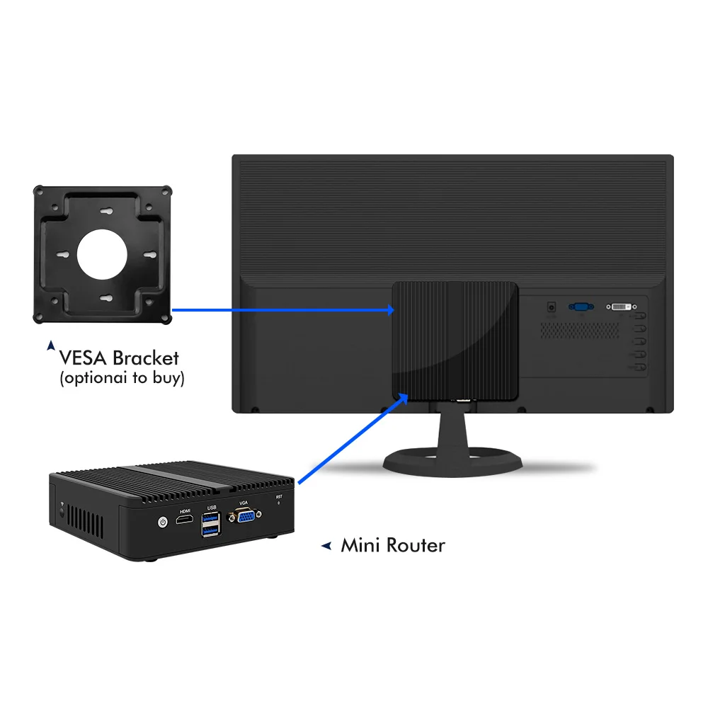 Topton Intel Celeron J4125 Nano Mini PC Fanless N4000 4xi226-V 2.5G RJ45 dekstop Firewall Appliance AES-NI ESXi pfSense OPNsense 6