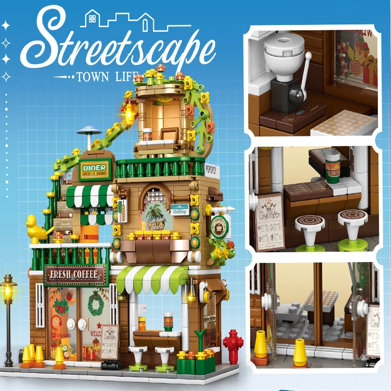 Urban Series Building Blocks Street View Cafe House Model Miniature Architecture