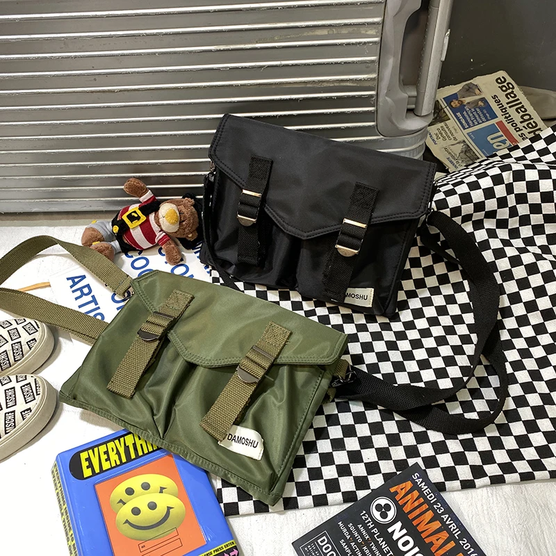 Japanese Bag Nylon Messenger Bag Flap Shoulder Bag Motorcycle Wind Tooling Men and Women Tide Cool Hong Kong Style