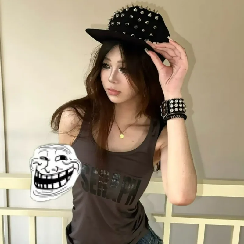 락 리벳 야구 모자 여성 남성 펑크 고딕 힙합 메탈 스터드 챙모자 서브컬쳐 소녀 Y2K 락 메탈 리벳 플랫 햇