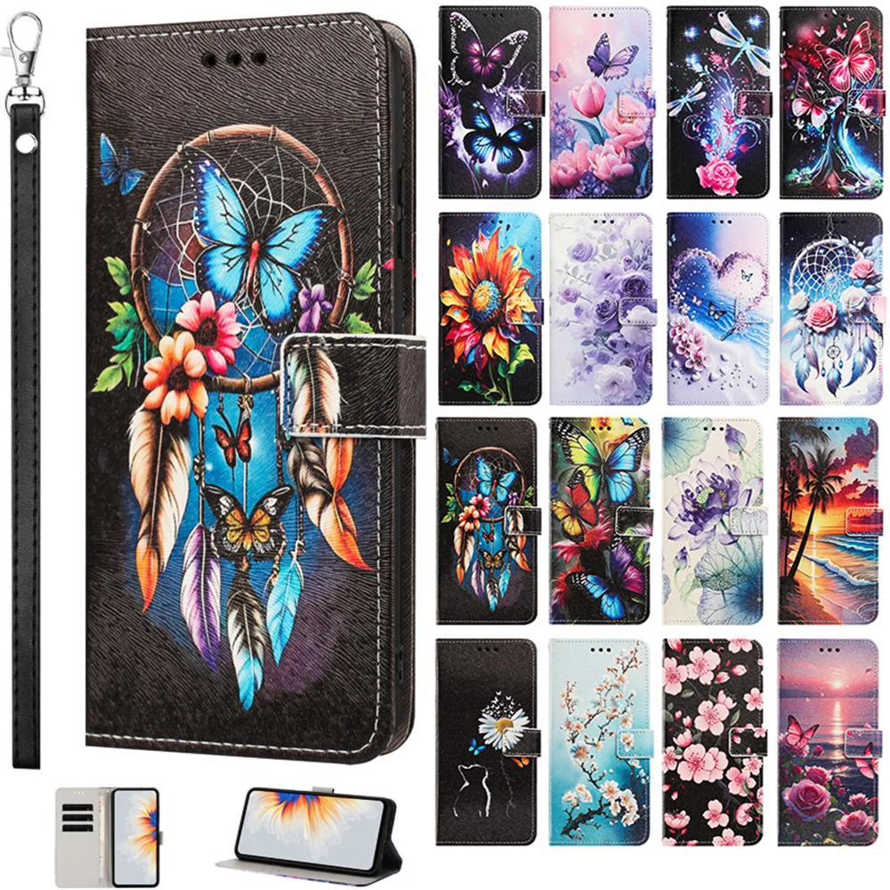 Floral Leather Flip Cover - Stylish Phone Case