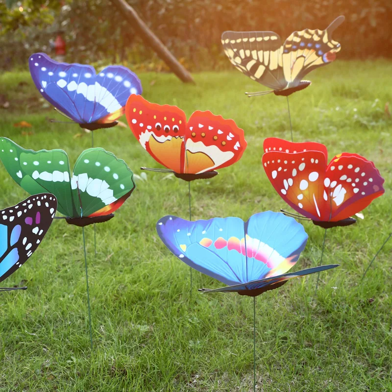 Colorful Butterflies Garden Yard Planter Butterfly Stakes Decoracion Outdoor Decor Flower Pots Decoration 12pcs butterfly decoration garden art decor