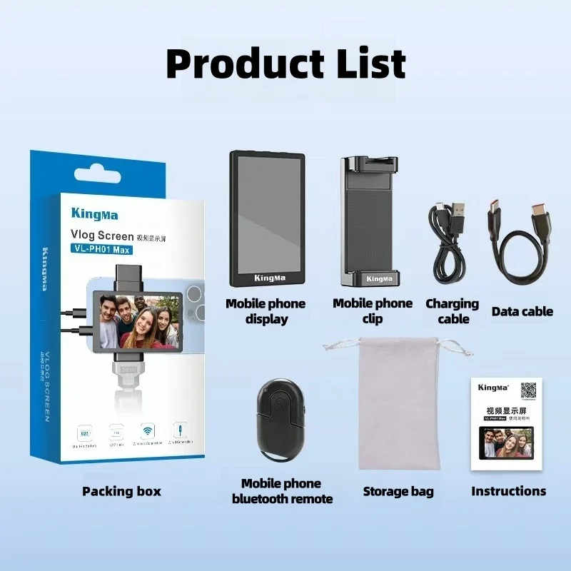 סמארטפון Kingma עבור Selfie Vlog Android IPhone Vlog מסך מוניטור סלפי טלפון מגנטי מצלמה אחורית זרם חי מותאם אישית מתנה