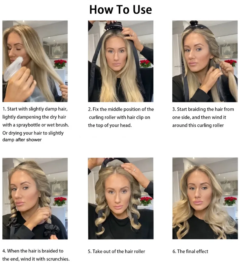 Frau Heatless Curling Stange Heatless Haar Locken Stirnband Machen Haar Weiche Glänzende Haar Curler Friseur Werkzeuge Zubehör – Detail 9
