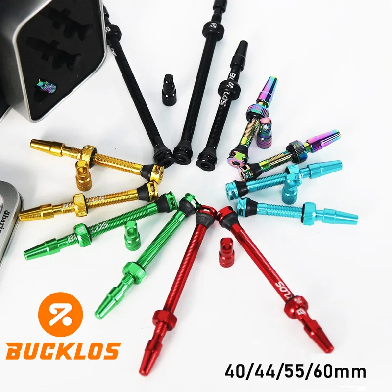 วาล์วยางจักรยานแบบไม่มียางใน BUCKLOS ขนาด 40/44/55/60 มม. วาล์วยางจักรยานเสือหมอบ วัสดุอลูมิเนียมอัลลอยด์ CNC วาล์ว Presta สำหรับจักรยานเสือหมอบและจักรยาน Gravel อะไหล่จักรยาน 1