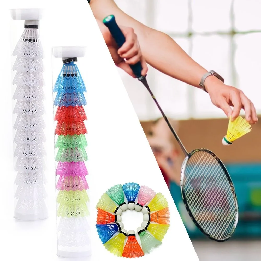 

Многоцветные ветрозащитные шарики для бадминтона, 6/12 шт., пластиковые воланы, устойчивые к ветру, прочные