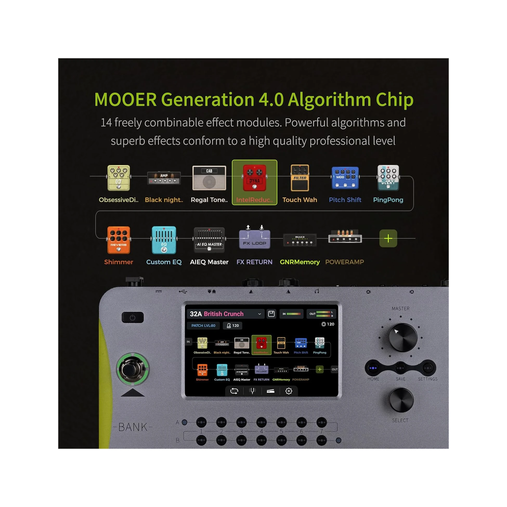 Sf9954c29d07d44de9834ad5bd4418850G Mooer GE1000LI 기타 멀티 이펙터 앰프 모델링 일렉트릭 기타 프로세서