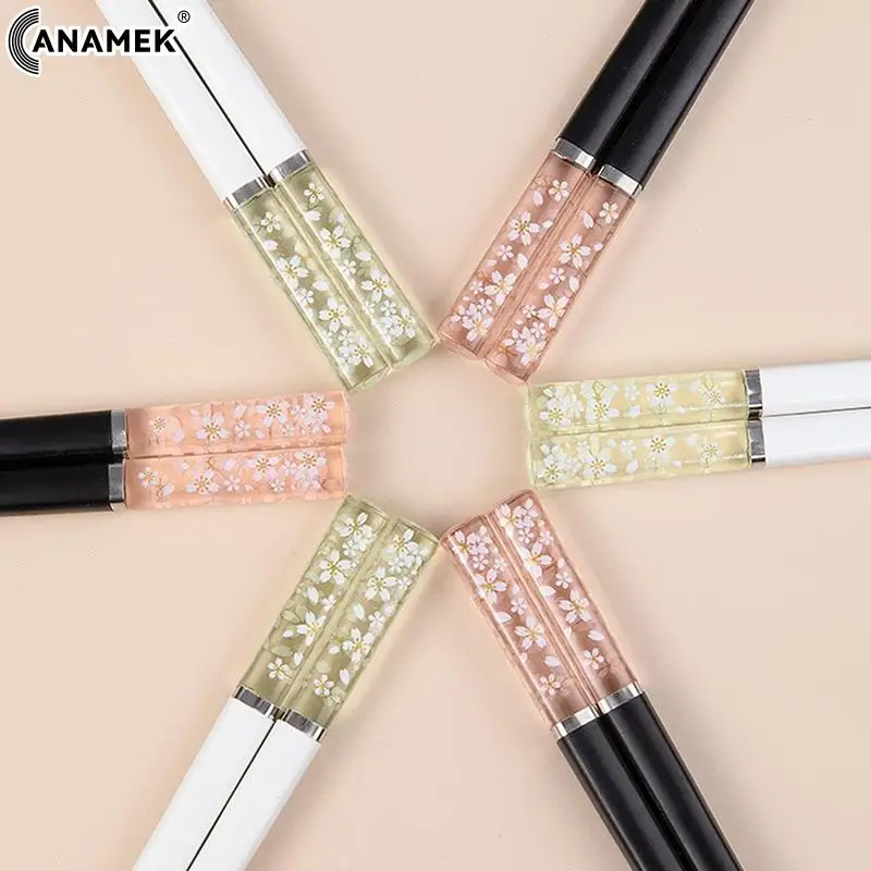 

Amber Cherry Blossom Alloy Chopsticks Chinese Chopsticks Reusable Tableware