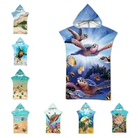 Microfiber Sea Turtle Printing Changing Robe Bath Towel Outdoor Hooded Beach Towel Poncho Women Swimming Diving Bathrobe Cloak 1