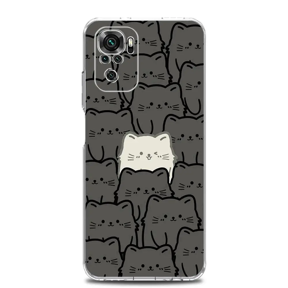 Clear Soft Phone Case with Cute Cartoon Black Cat Design