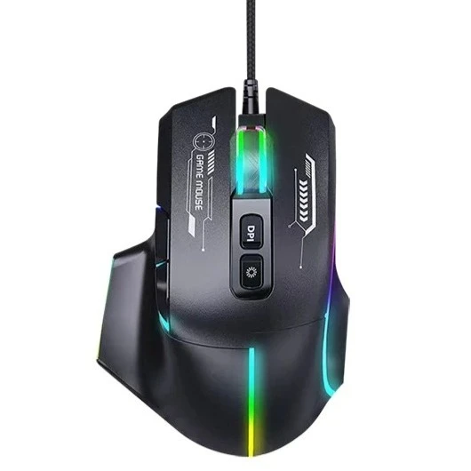 OMW950 Kabelgebundene Gaming-Maus, RGB-Licht, 7200 DPI, verstellbar, 7-Tasten-Makroprogrammierung, 7000 IPS, ergonomische Maus für Desktop-Laptop-PC