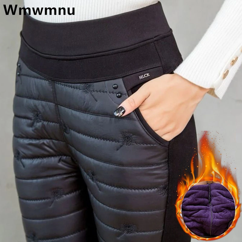 パンツ MOTHER Stretch cotton trouser with embroidered monogram Winter Embroidery Trousers Women Fashion Down Cotton Warm
