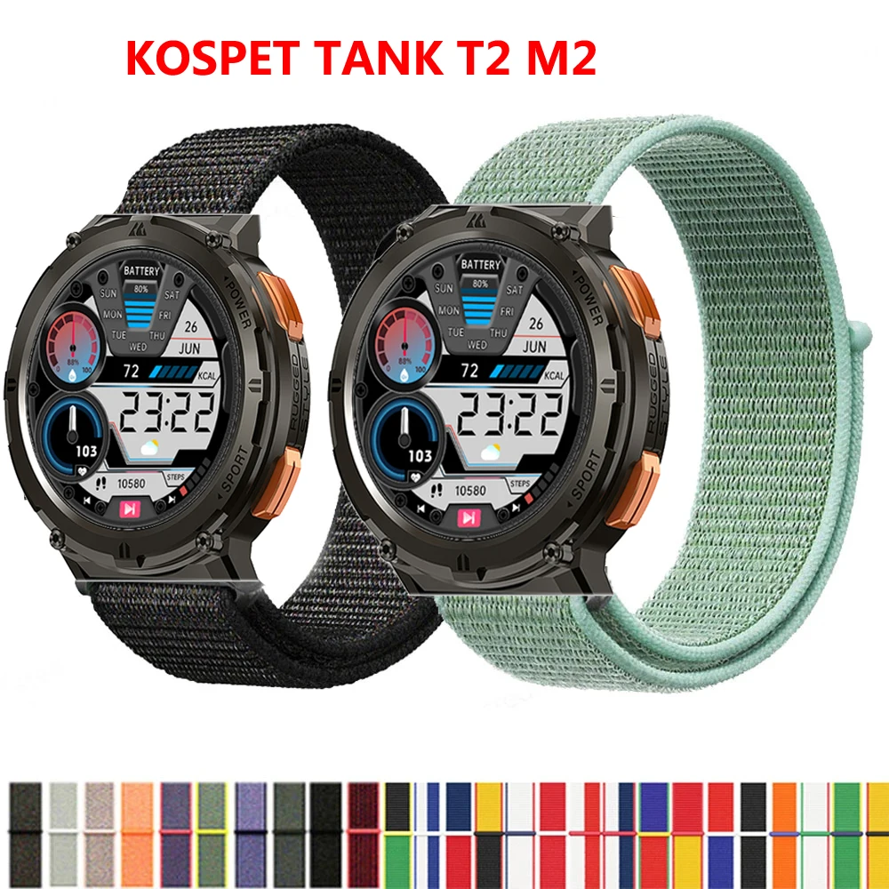 

22mm Nylon Loop Strap for KOSPET TANK T2 M2 Smartwatch Replacment Bracelet Sport Watchband Correa for KOSPET TANK M2 Band