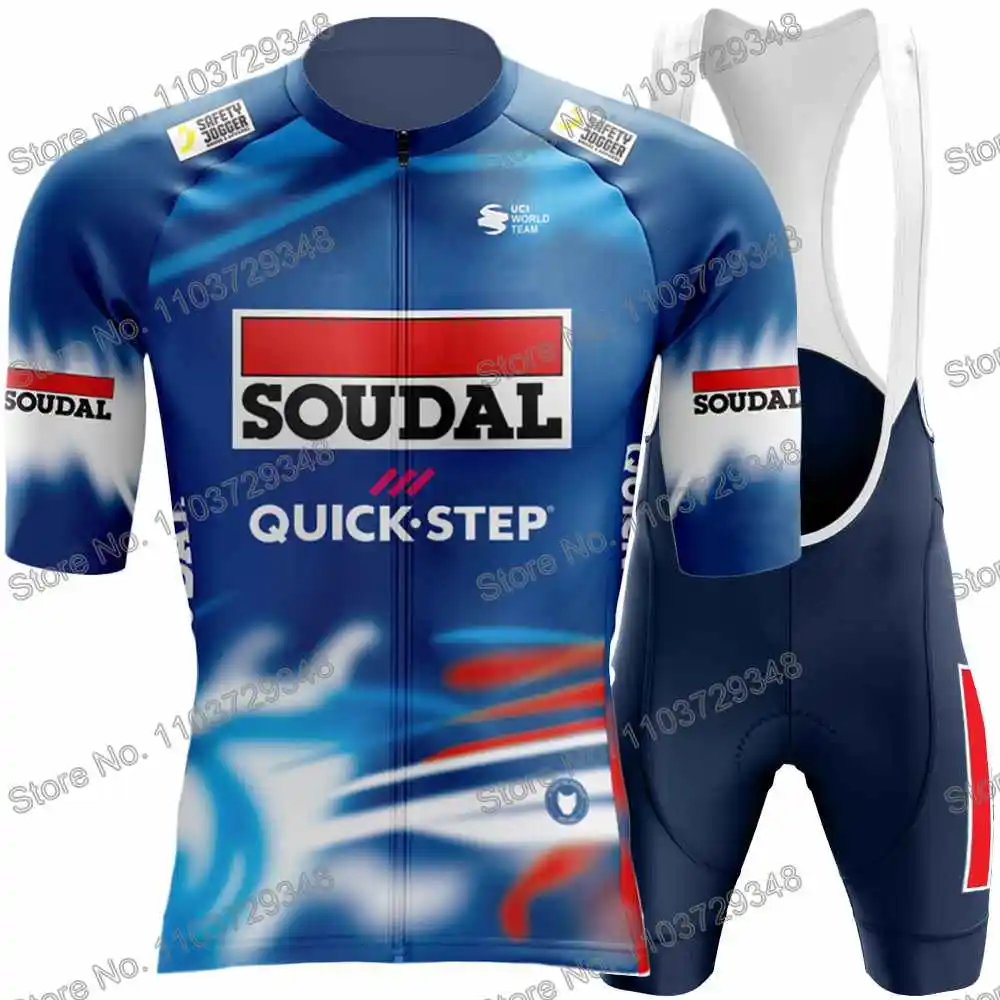 Soudal Quick Step Belgium Cycling Jersey Men's Set Summer Cycling Clothing Road Race Bike Shirt Suit MTB Bicycle Bib Shorts
