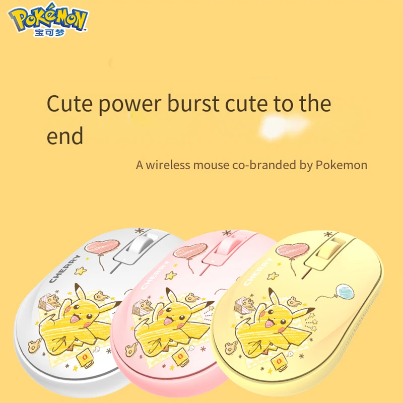 

Kawaii Pokemon Pikachu Cartoon Cute Wireless Mouse Small Convenient Game Office Bluetooth Wireless Mouse High Sensing Light Tone