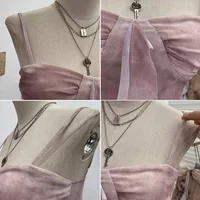 ISAROSE 2025 Mesh Camisole for Women Stretch Casual Tie Dyeing Braless Sleeveless Adjustable Straps Asymmetrical Ruffle Tops - Image 5