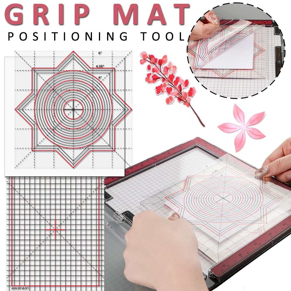 

Multi-Use Non-Slip Sticky Mats Fit in Stamp Positioning Tool For Craft Card Making Photopolymer Grip Mat with Printed Guides