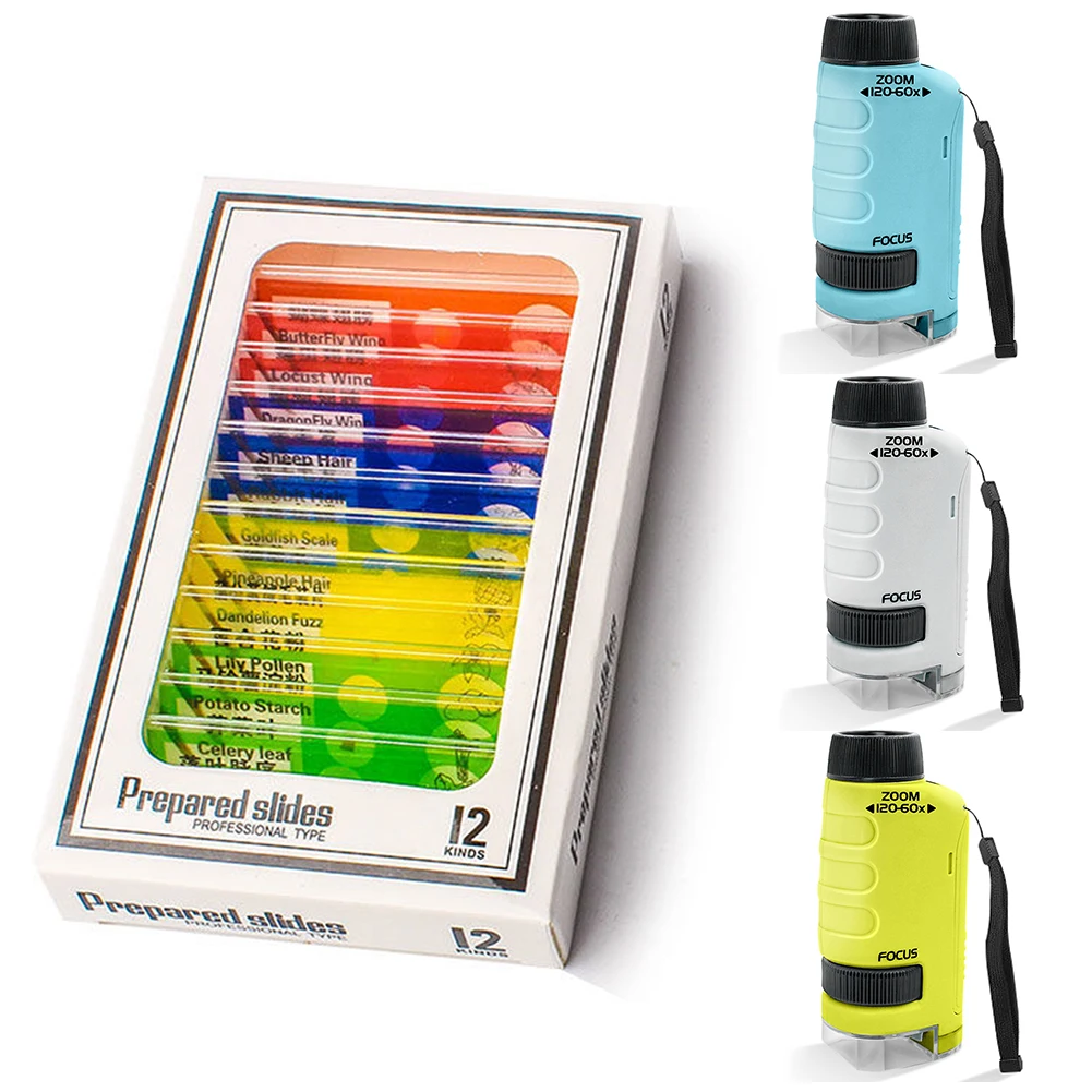 Lab Handheld Microscope with LED Light Battery Powered Kids Science Microscope Home School Biological Science Educational Toys