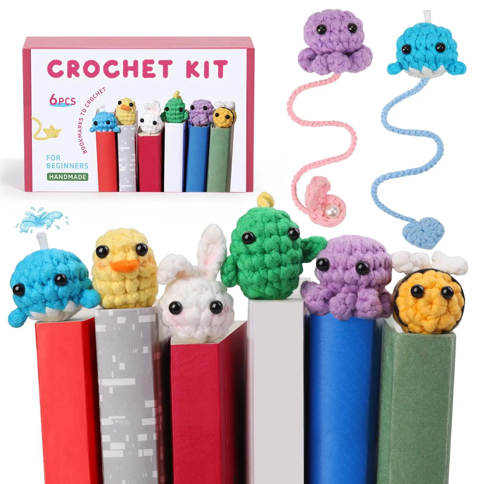 Fenrry Crochet Bookmark Kit Step-by-Step Video Tutorials Animal Bookmarks Beginners Decoration Readers Book Lovers crochet kit