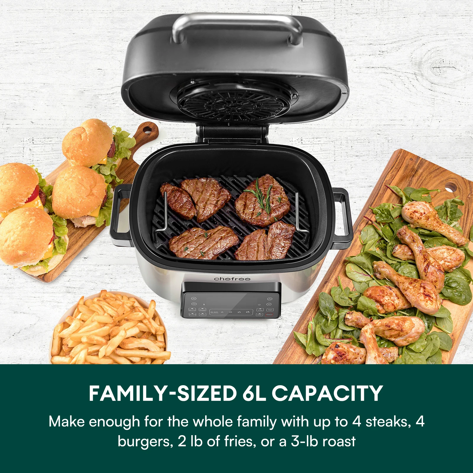 CHEFREE Dual Air Fryer, 8L Family Sized, 2 Nonstick Viewing Window