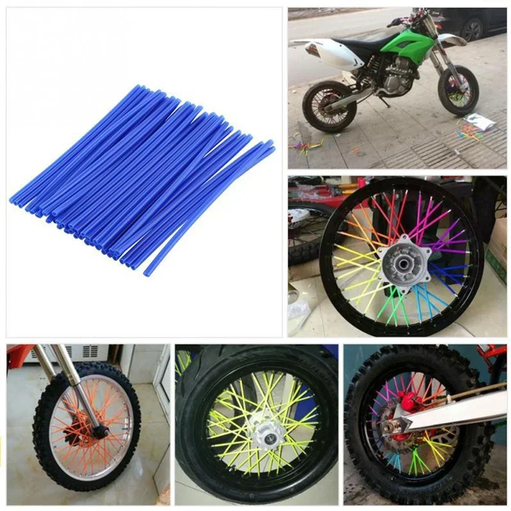 36Pcs Motorcycle Wheel Spoked Protector Wraps Rims Skin Trim Covers Pipe For Motocross Bicycle Bike Cool Accessories 11 Colors