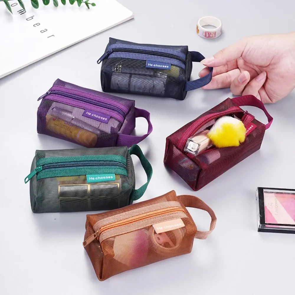 

Retro Color Mesh Makeup Bag Zipper Large Capacity Transparent Cosmetic Bag Organizer Case Toiletry Bag Toiletry Storage Bag