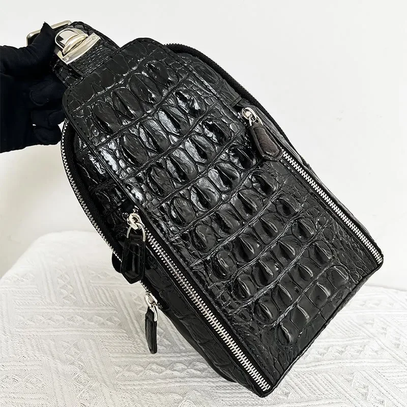 

New Fashion Real Crocodile Skin Alligator Genuine Leather Men Chest Bags Men's Waist Packs Male Casual Brand Designer Chest Pack