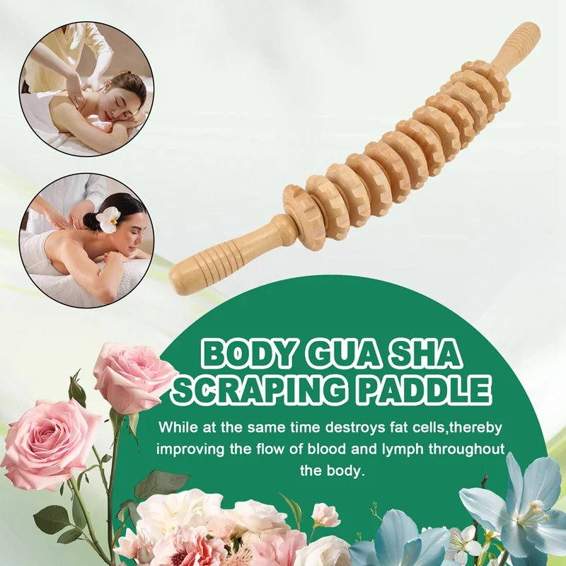 A28F-12 Rollers Wooden Massager Curved Exercise Roller Sticks Full Body Wood Therapy Massage Tools Muscle Pain Release
