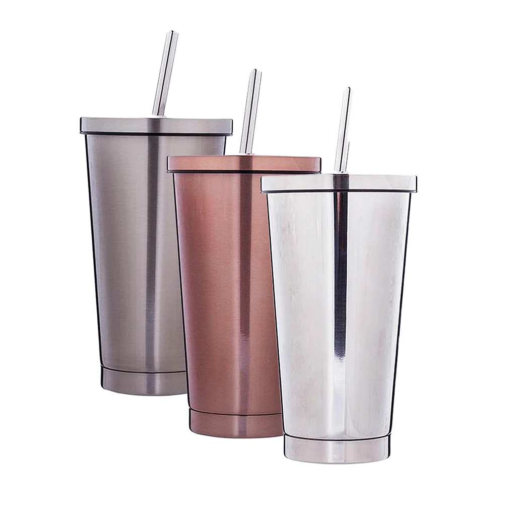Stainless Steel Smoothie Tumbler With Straw - Juice & Iced Coffee Travel Cup