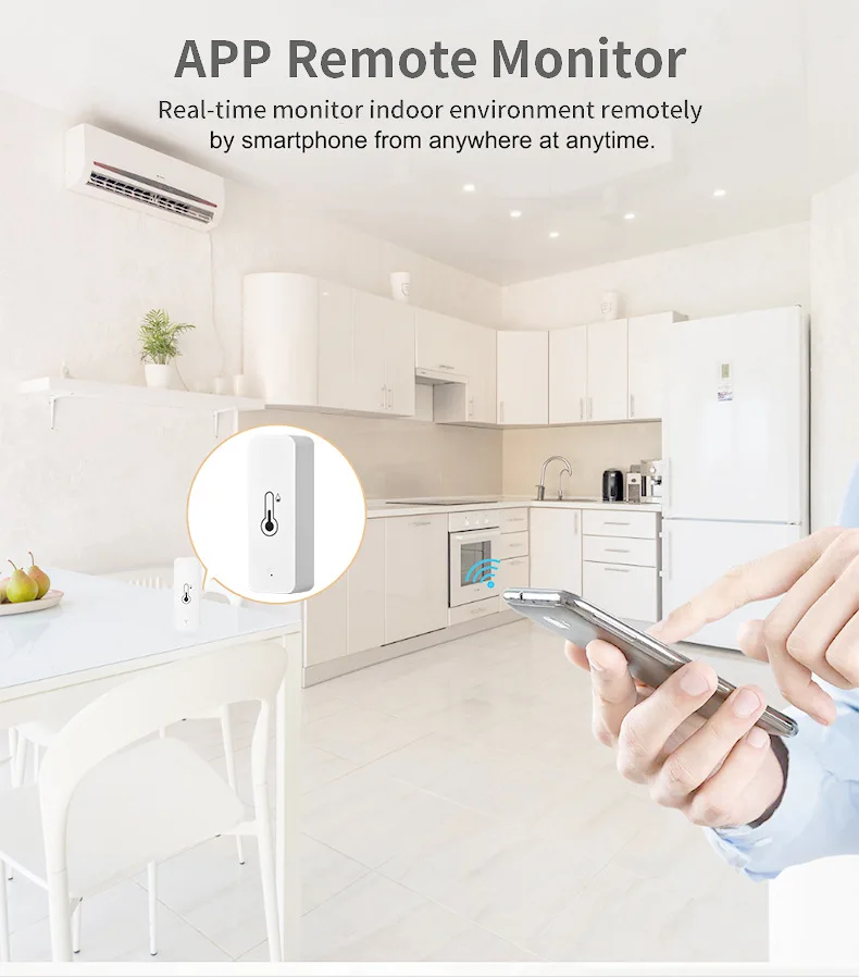 Sf9961606f9ba4bfca26bb3d03f9d8472J Tuya Smart Temperature And Humidity Sensor WiFi APP Remote Monitor For Smart Home Work With Alexa Google Real Time Monitoring