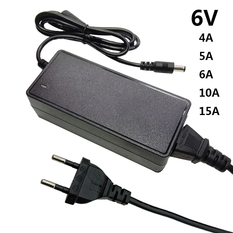 

6V 4A 5A 6A 10A 15A Universal Power Adapter 6V4A 6V5A 6V6A 6V10A 6V15A AC DC Adaptor 6 Volt Switching Converter 5.5*2.1-2.5mm