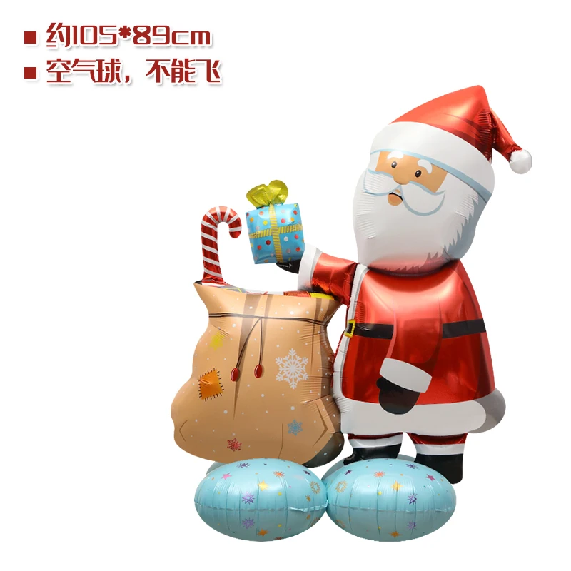 thumbnail image 1 of (1 pieza) Accesorios de decoración para fiestas navideñas, accesorios para fotos, juguetes, globo grande 4D de pie con forma de reno de Papá Noel, árbol de Navidad, dibujos animados, globo de película, 1 of 5