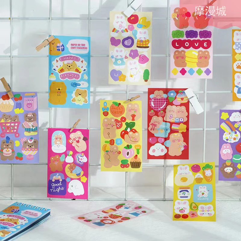 

CHEN LIN 50 Sheets Cartoon Animals Coil Sticker Book Hand Account Decoration Collage DIY Material Stickers Album Scrapbooking