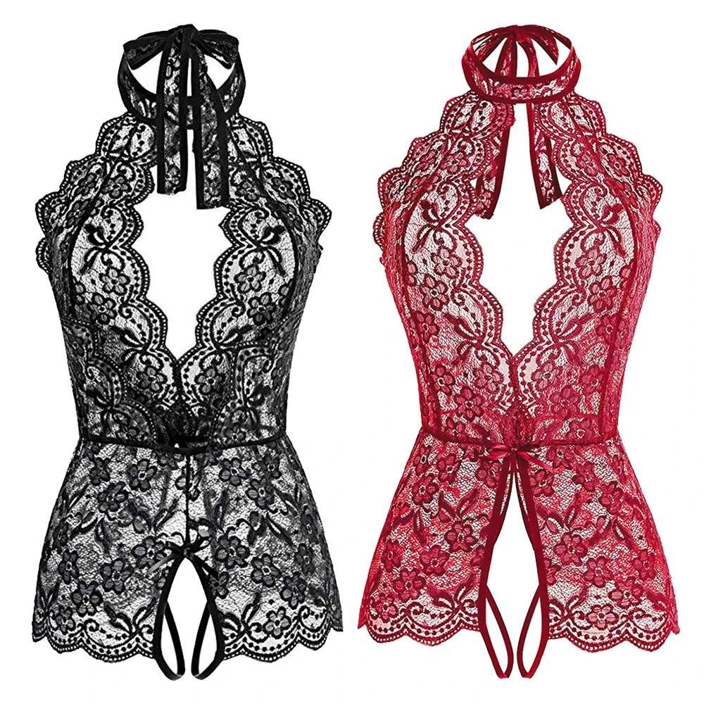 

Porno Sexy Lingerie Women Lace Bodysuits Open Bra Crotchless Underwear Hot Erotic Transparent Babydoll Plus Size 2XL