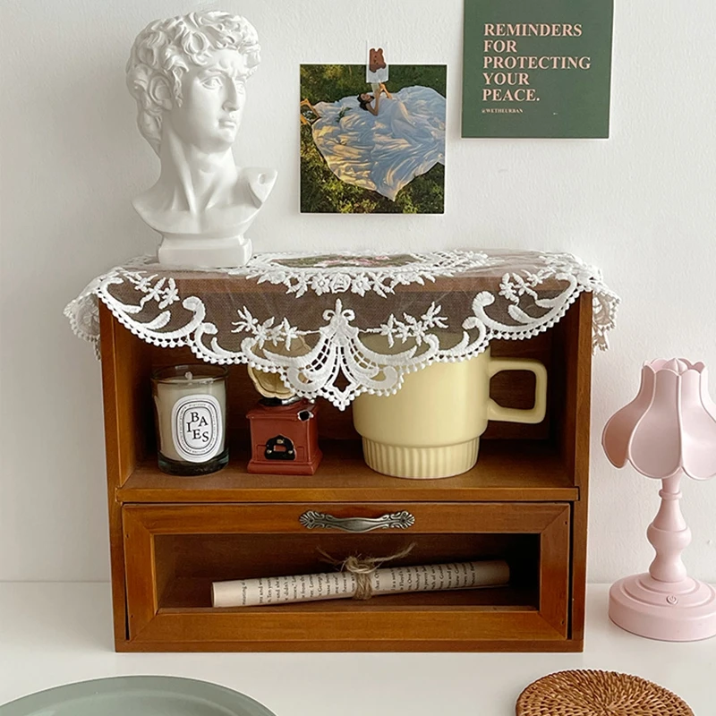 Vintage Lace Coaster Table Cloth Lace Tablecloth Embroidery Placemat Cabinet Furniture Decoration Background Photo Props 5