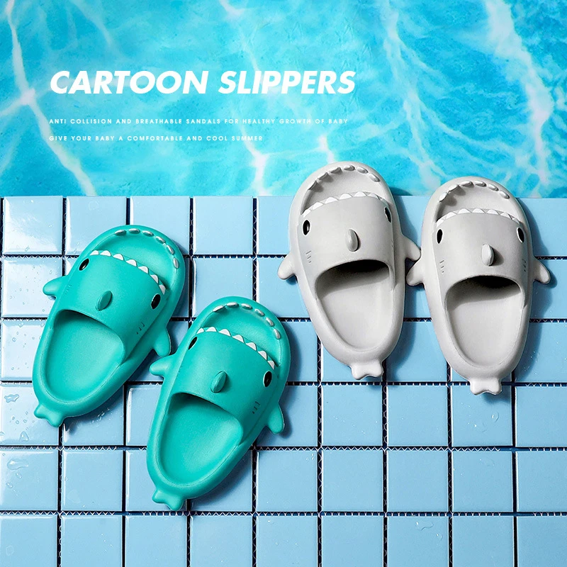

Funny Children Parent Adult Slippers Cute Shark-shaped Home Non-slip Boys Kids Slippers Toddler Girls Shoes Man Women Slippers