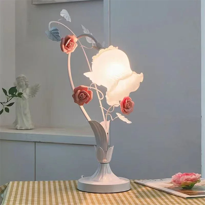 RONIN French Table Lamp American Living Room Bedroom Villa European Romantic Pastoral Creative Bedhead Desk Light