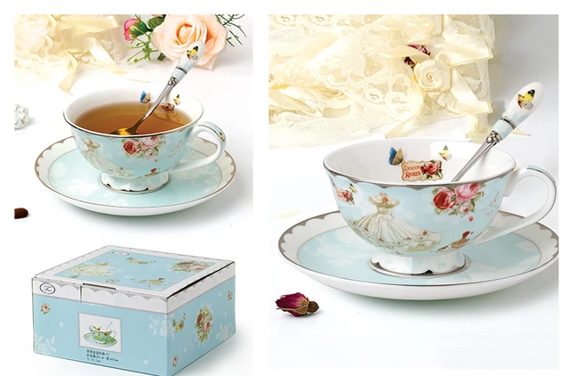 Royal Bone China Porcelain Tea Cup Set, Elegant Flower Pattern Ceramic –  artworkcanvas