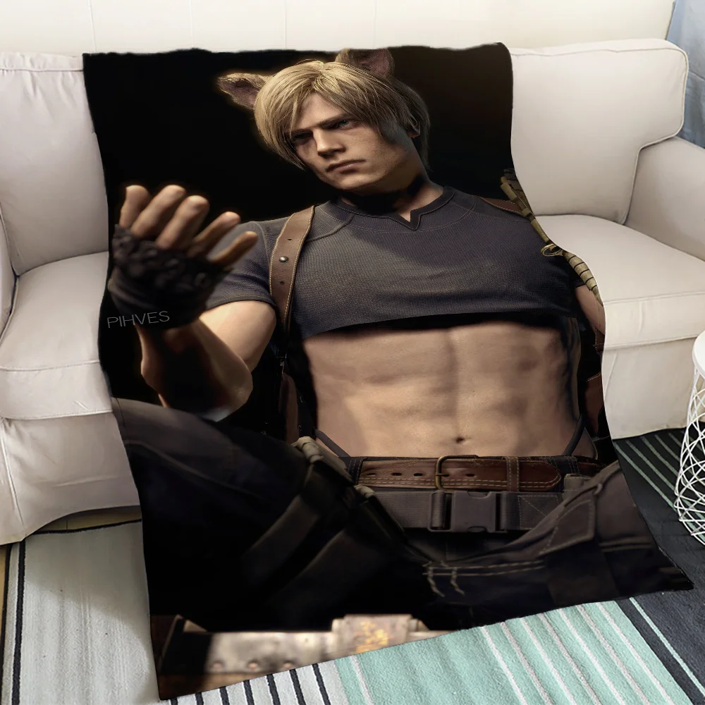 Bed Throw Blankets and Throws Leon Kennedy Knee Blanket for Sofas Microfiber Bedding Fluffy Plaid Cobija Home Interior Sofa Soft 6