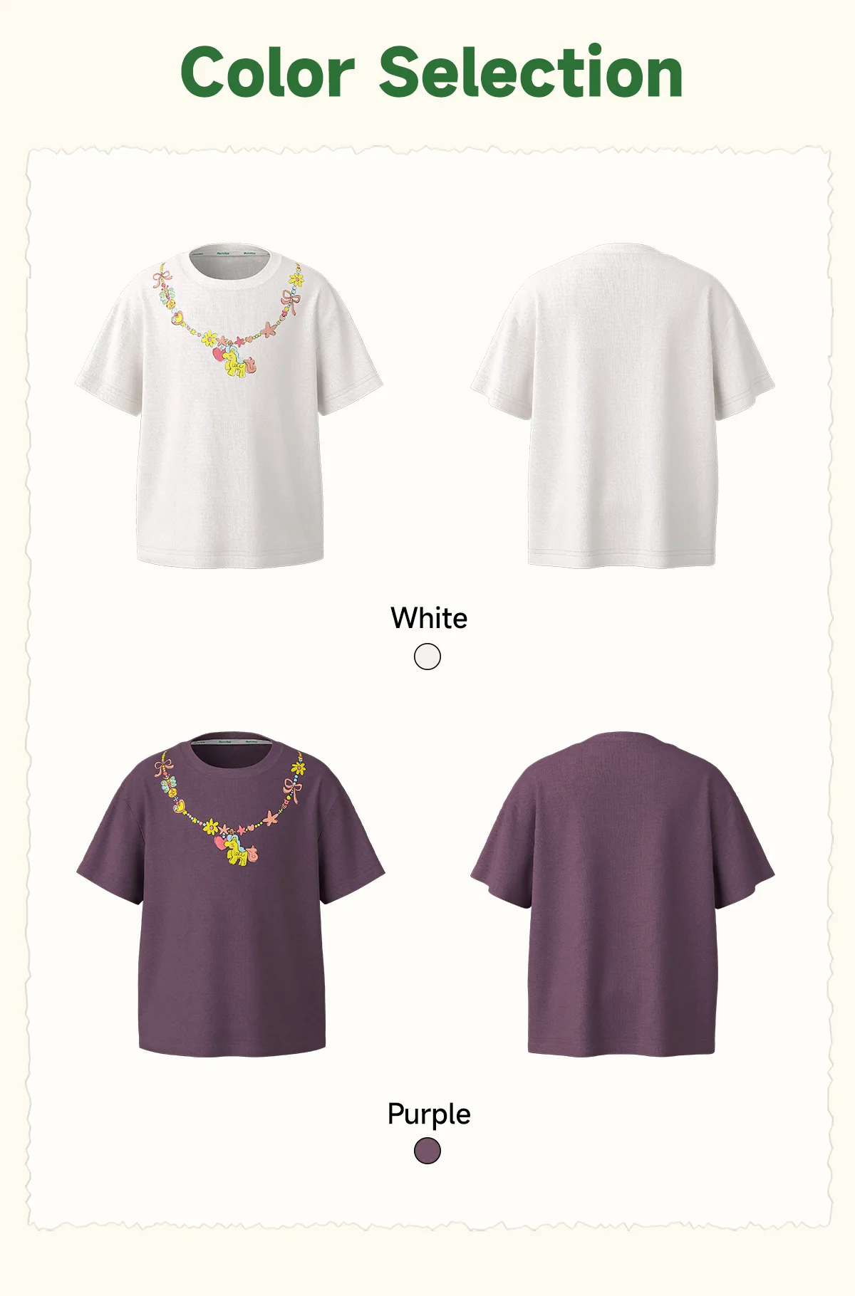 Amila 2026 Sommer Neues Kinder-T-Shirt mit lustigem Halsketten-Print, locker geschnittene Schulterversion, süßes, trendiges Freizeit-Oberteil – Detail 5
